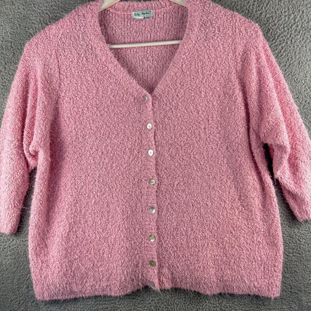 Ulla Popken Cardigan Sweater Womens 24 26 Plus Size Pink